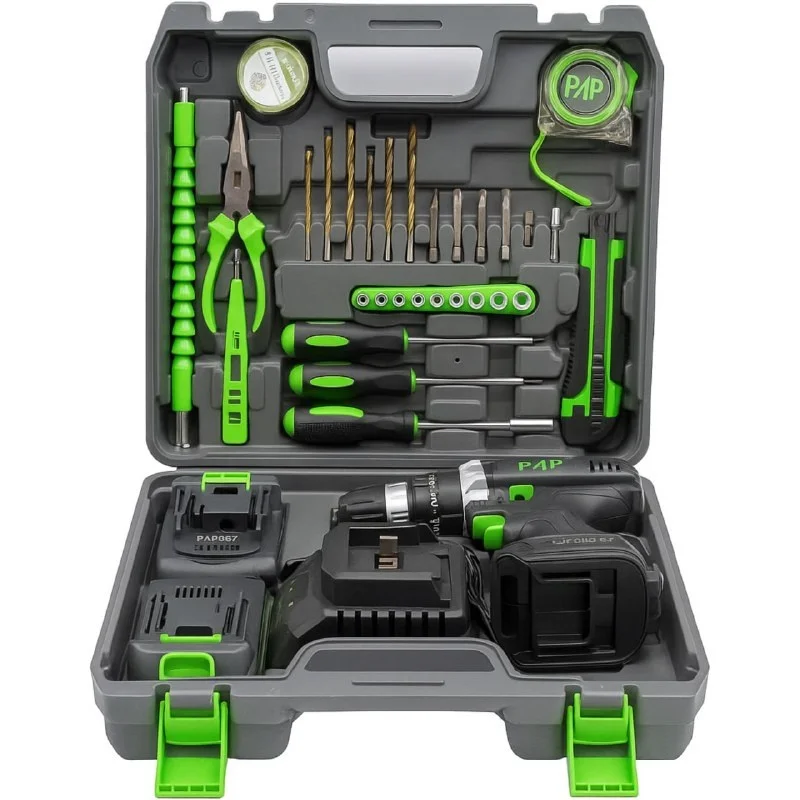 دریل شارژی 21 ولت دو باطری پی ای پی با لوازم مدل 2125